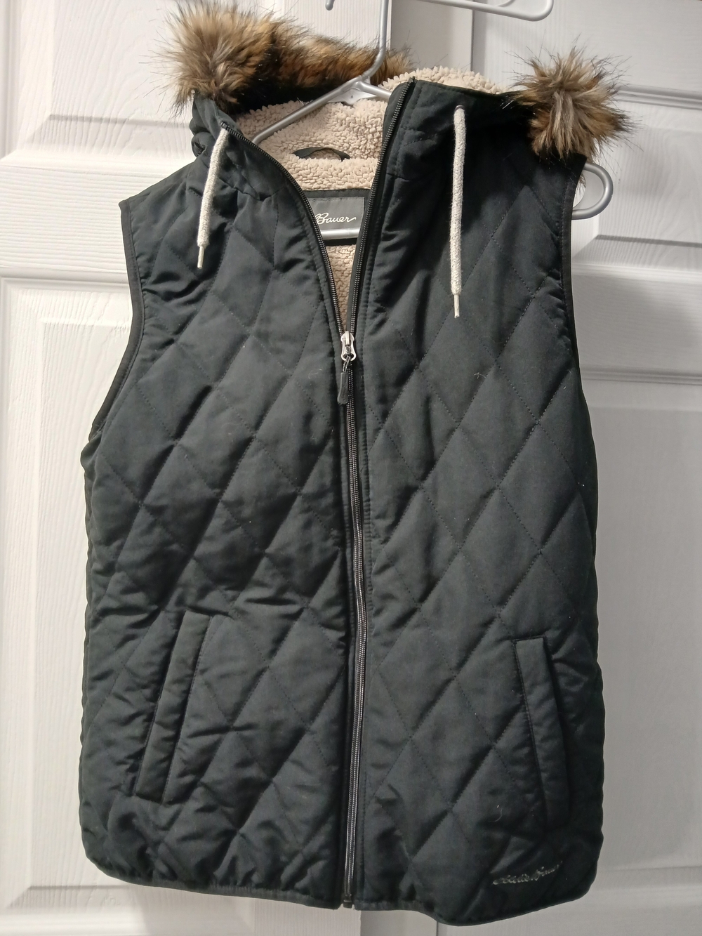 Eddie Bauer Beige Sherpa-Lined Jacket with Black Trim